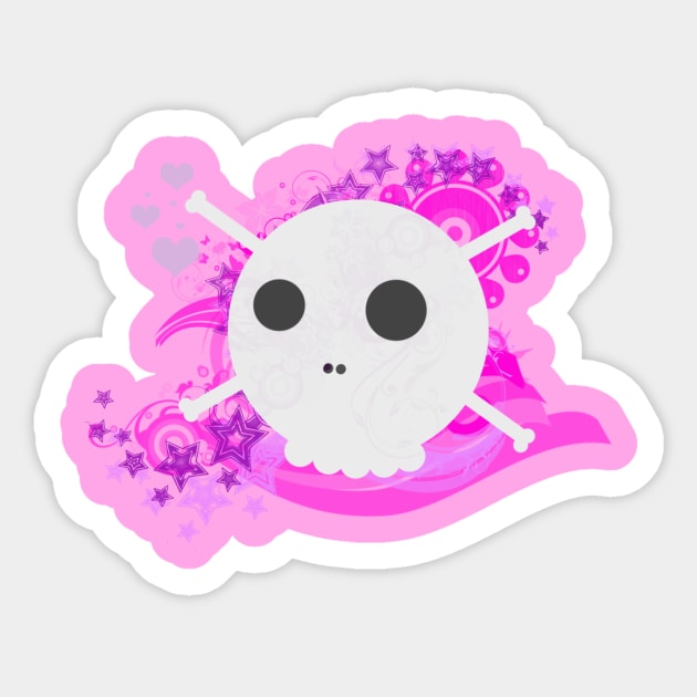 Pink Pirate Skull Sticker by 1anioh